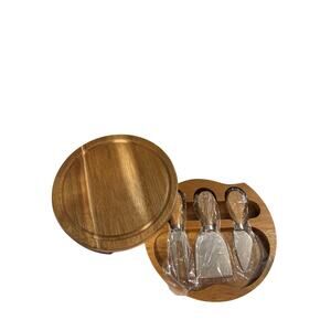 Circular Wooden Swivel Carving Board Set